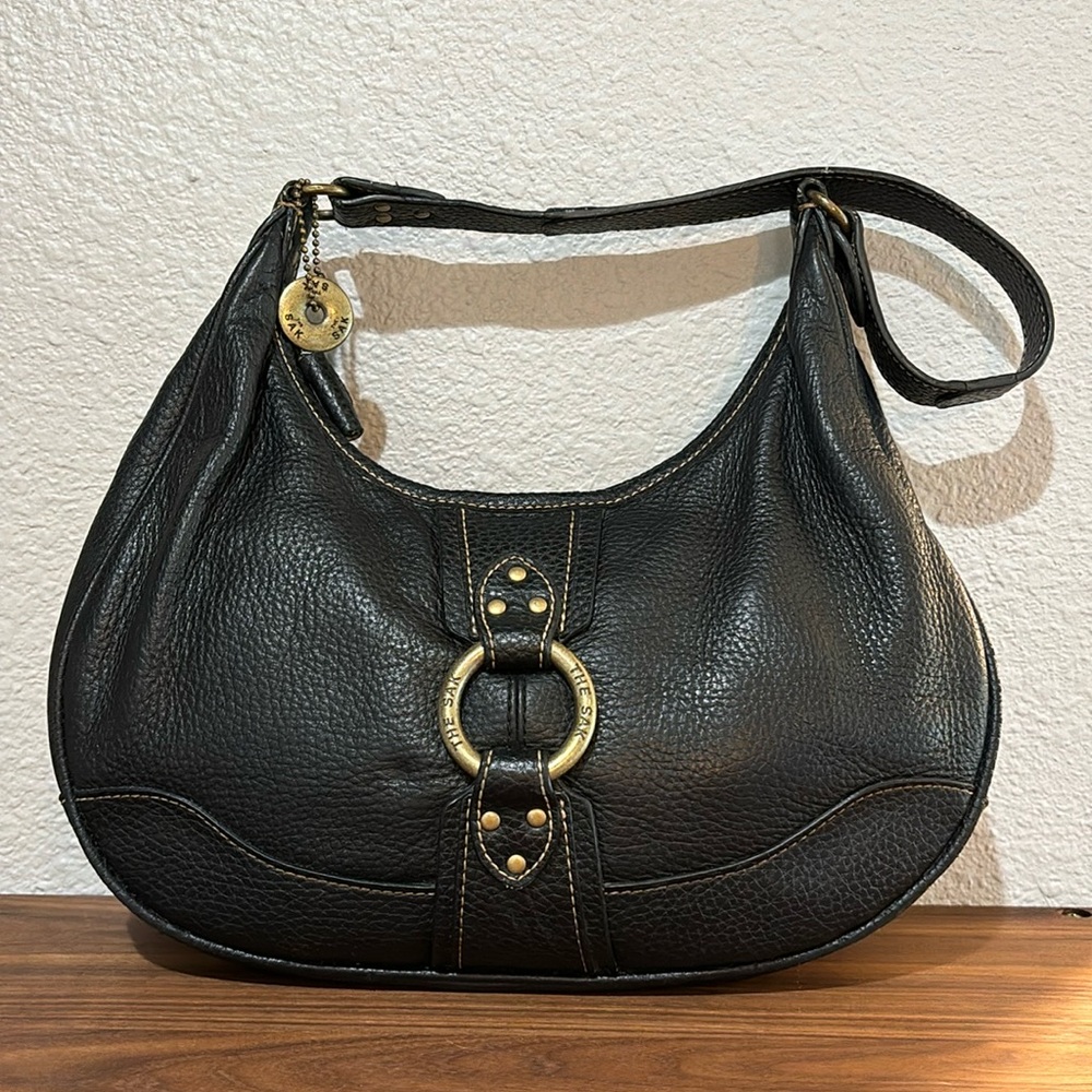 The Sak black leather shoulder bag.